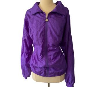 Vintage Casual Isle Purple Bomber Jacket Satin Finish Full Zip Sz XL